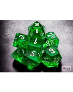 Translucent Mini-hedral Green/white 7-Die Set