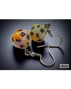 Hook Earrings Festive Circus Mini-Poly d20 Pair