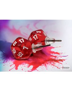 Stud Earrings Translucent Red Mini-Poly d20 Pair
