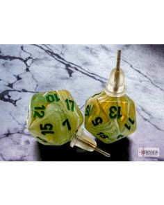 Stud Earrings Marble Green Mini-Poly d20 Pair