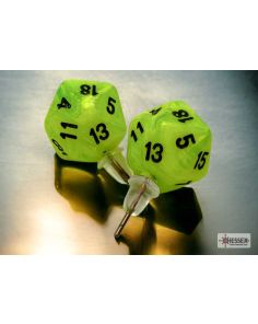 Stud Earrings Vortex Bright Green Mini-Poly d20 Pair