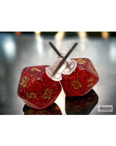 Stud Earrings Glitter Ruby Mini-Poly d20 Pair