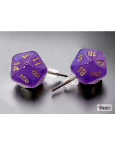 Stud Earrings Borealis® Royal Purple Mini-Poly d20 Pair