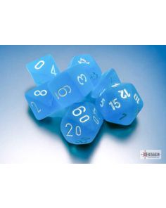 Frosted Mini-hedral Caribbean Blue/white 7-Die Set