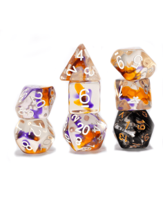Purple, Orange, Clear Dice Set