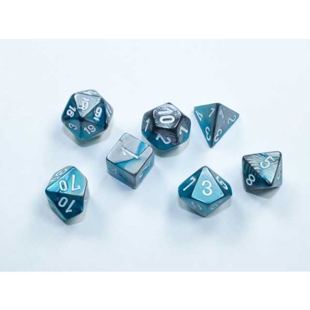 Gemini Mini-hedral Steel-Teal/white 7-Die Set