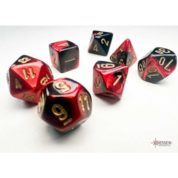 Gemini Mini-hedral Black-Red/gold 7-Die Set