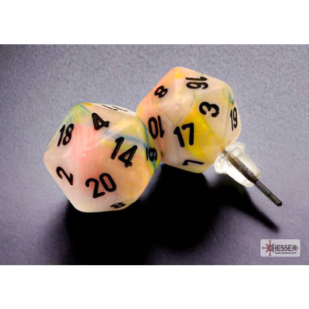 Stud Earrings Festive Circus Mini-Poly d20 Pair