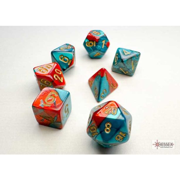 Gemini Mini-hedral Red-Teal/gold 7-Die Set