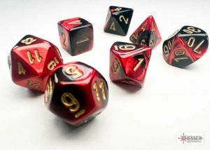 Gemini Mini-hedral Black-Red/gold 7-Die Set