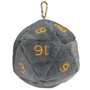 D20 Plush dice bag - Grå