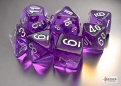 Translucent Mini-hedral Purple/white 7-Die Set