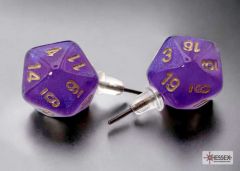 Stud Earrings Borealis® Royal Purple Mini-Poly d20 Pair